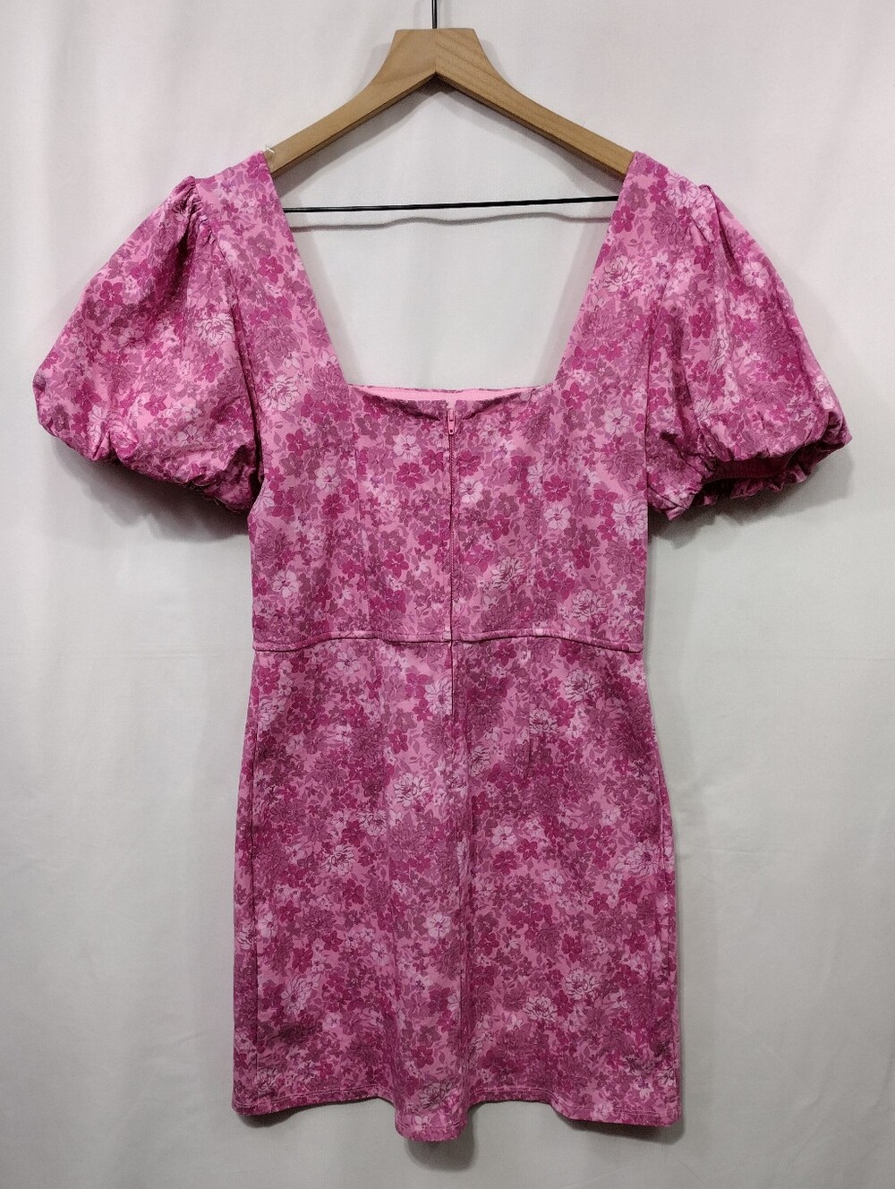 Trixxi Floral Puff-Sleeve Square-Neck Mini Dress Women's L Barbircore Cottagecor - Picture 5 of 8